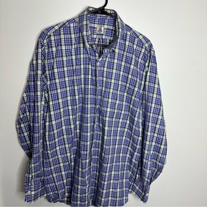 Mens Peter Millar Size Large Long Sleeve Plaid Button‎ Down Shirt